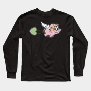 Flying Farting Piggy Long Sleeve T-Shirt